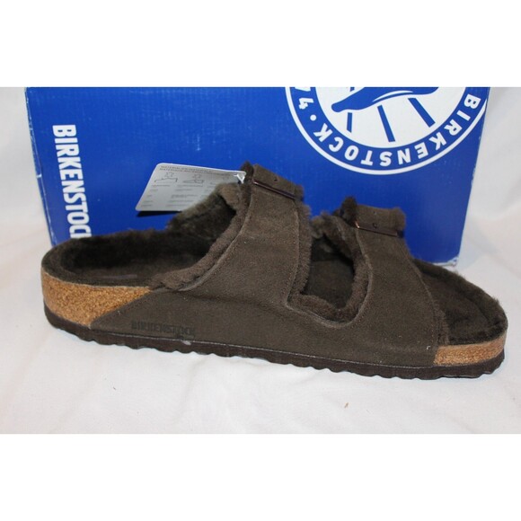 BIRKENSTOCK MEN'S ARIZONA SHEARLING SANDALS MOCHA EU 45 US 12 REGULAR NIB - Picture 5 of 6
